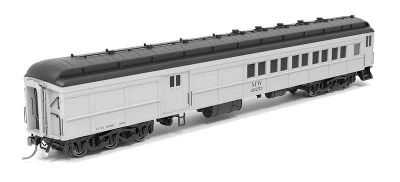 Broadway Limited HO Heavyweight Coach-Baggage-Combine - Ready to Run -- Maintenance of Way #20253 (gray, black)