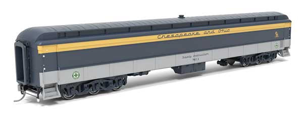 Broadway Limited HO Heavyweight Railroad Instruction - Exhibit Car - Ready to Run -- Chesapeake & Ohio #SI-4 (blue, gray, yellow)