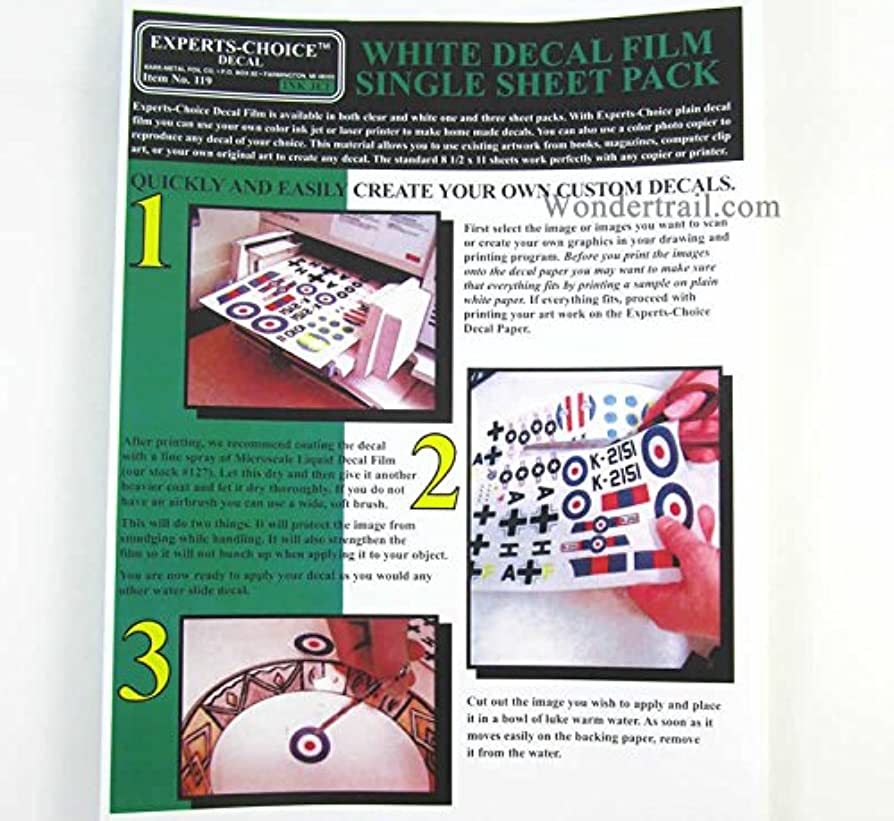 Bare Metal Foil White Inkjet Decal Sheet Single Pack - BMF119