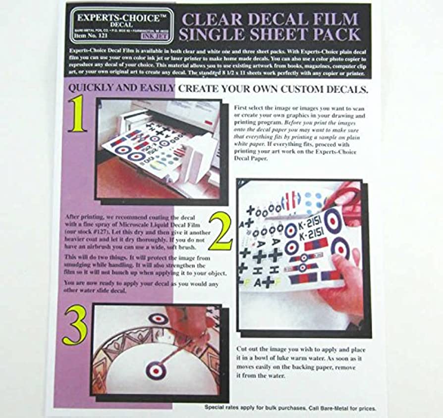 Bare Metal Foil Clear Inkjet Decal Sheet Single Sheet - BMF121