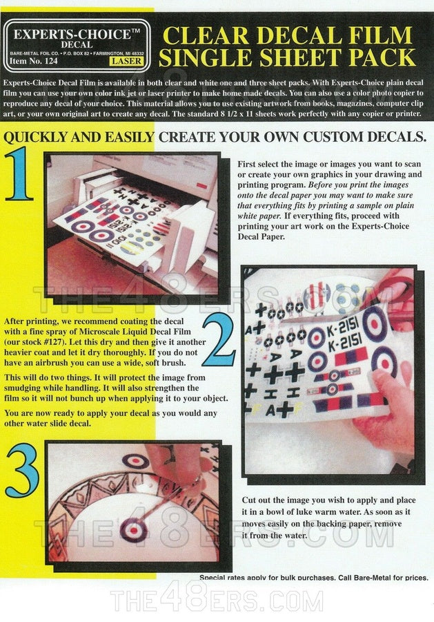 Bare Metal Foil Clear Laser Decal Sheet - Single Pack - BMF124