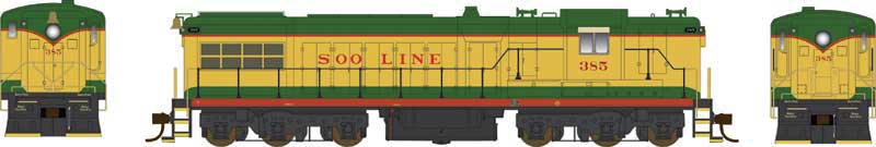 Bowser HO Baldwin DRS-6-6-1500 - LokSound and DCC - Executive Line -- SOO 385 (Ex-DSSA, yellow, green, red)