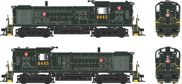 Bowser HO Alco RS3 Hammerhead High Hood - ESU LokSound and DCC -- Pennsylvania Railroad #8445 (No Trainphone Antenna, Brunswick Green)