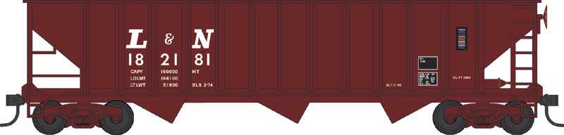 70-Ton 12-Panel 3-Bay Hopper - Ready to Run -- Louisville & Nashville 182258 (Built 1969, Boxcar Red)