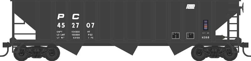 70-Ton 12-Panel 3-Bay Hopper - Ready to Run -- Penn Central 452707 (1960 H39B, black, Small Logo)