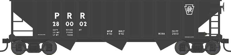 70-Ton 12-Panel 3-Bay Hopper - Ready to Run -- Pennsylvania Railroad 280020 (H39A, Built 1962, Crown Trucks, black, Plain K BOW42933