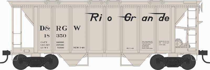 Bowser HO H34 Covered Bowser HOpper D&RGW #18350