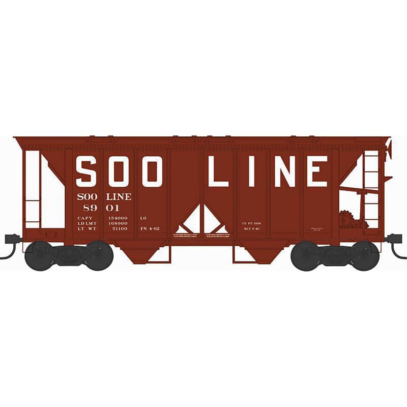 Bowser HO 70-Ton 2-Bay Covered Hopper w/Open Sides - Ready to Run - Executive Line -- Soo Line #8926 (Blt. 8-40 Repack 4-62, Boxcar Red, Squared Lettering)