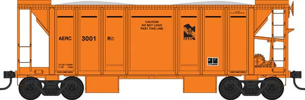 Bowser HO 70-Ton 2-Bay Ballast Hopper with Side Chutes (Ballast Gates) - Ready to Run -- Albany & Eastern #3001 (orange, black)
