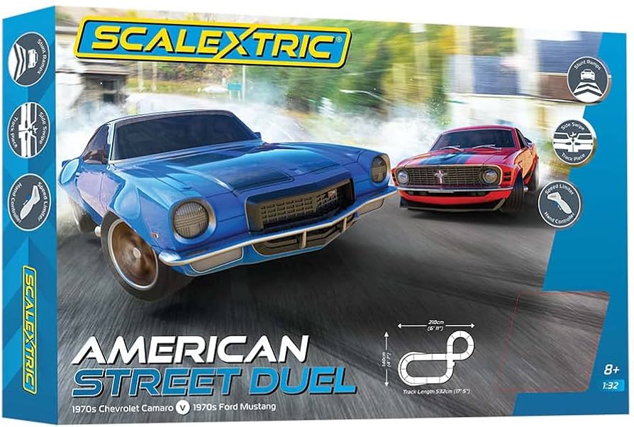 Scalextric C1429T - AMERICAN STREET DUEL - Camaro vs. Mustang - 1/32 race set