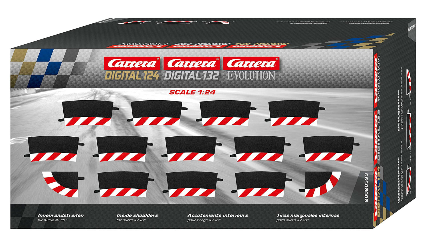 Carrera Inside shoulder curve 4/15° (12), end piece (2) - CAR20593