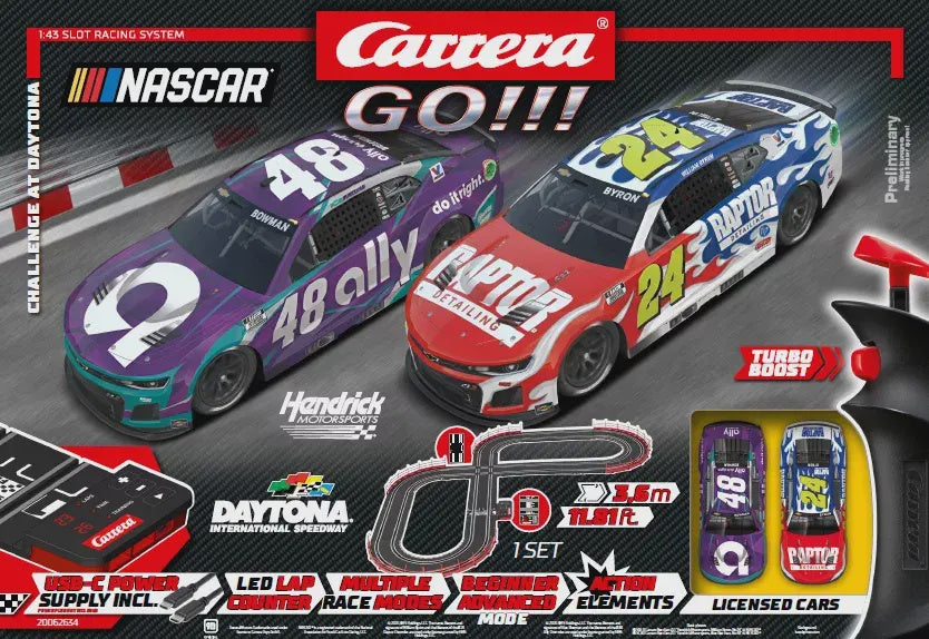 Carrera 62634 1:43 GO!!! Challenge at Daytona Slot Car Set