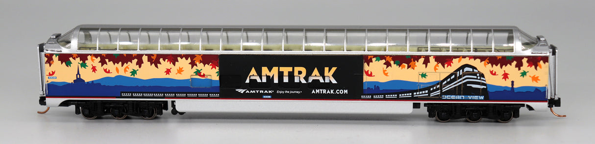 Centrailia Car Shops P-S Superdome Smooth-Side Full-Length Dome - Ready to Run -- Amtrak #10031 "Ocean View" (2000s Fall Foliage Wrap; orange, tan, blue, black) - CCS7108