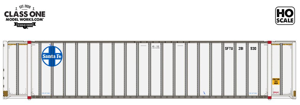 Class One Model Works MONON 48' EXTERIOR POST CONTAINER - SANTA FE - SFTU 281930 / 280091 - CT00100