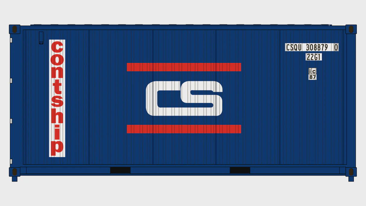 Class One Model Works HO 3-Pack CIMC 20' Corrugated Containers - Contship Containerlines