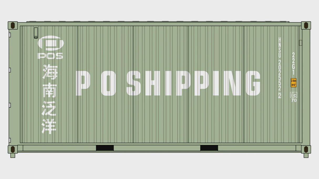 Class One Model Works HO 3-Pack CIMC 20' Corrugated Containers - Hainan PO Shipping