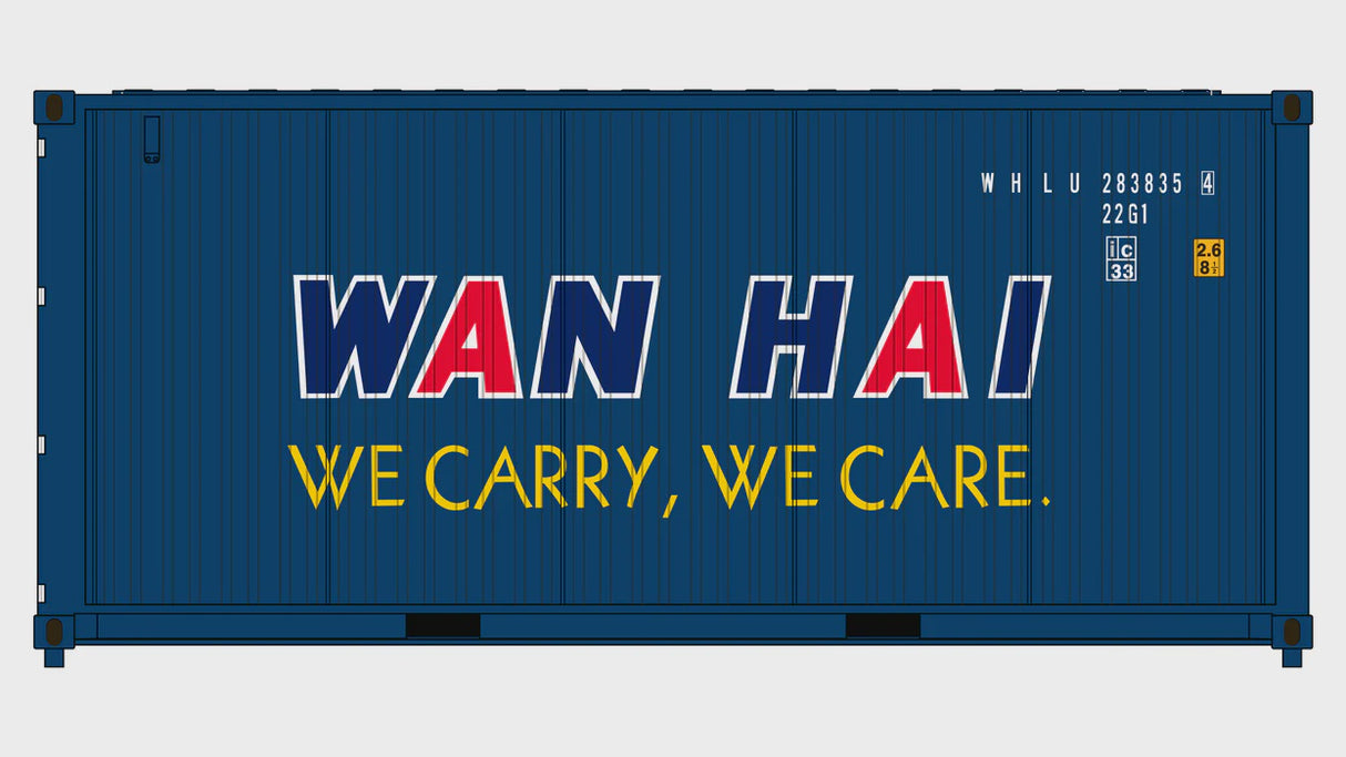 Class One Model Works HO 3-Pack CIMC 20' Corrugated Containers - Wan Hai Lines