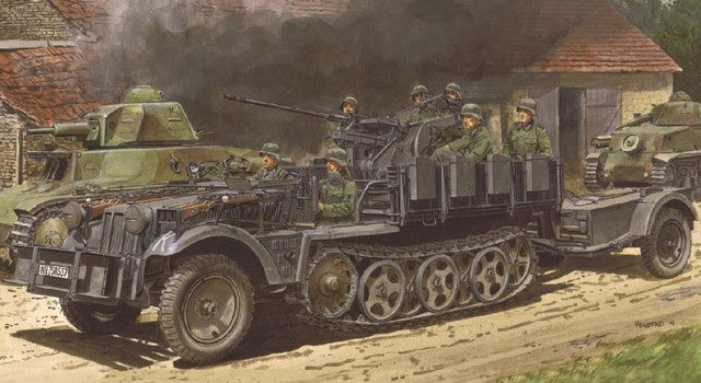 SdKfz 10/4 1940 Prod Halftrack w/2cm Flak 30 Gun & Ammo Trailer 1/35 Dragon Models