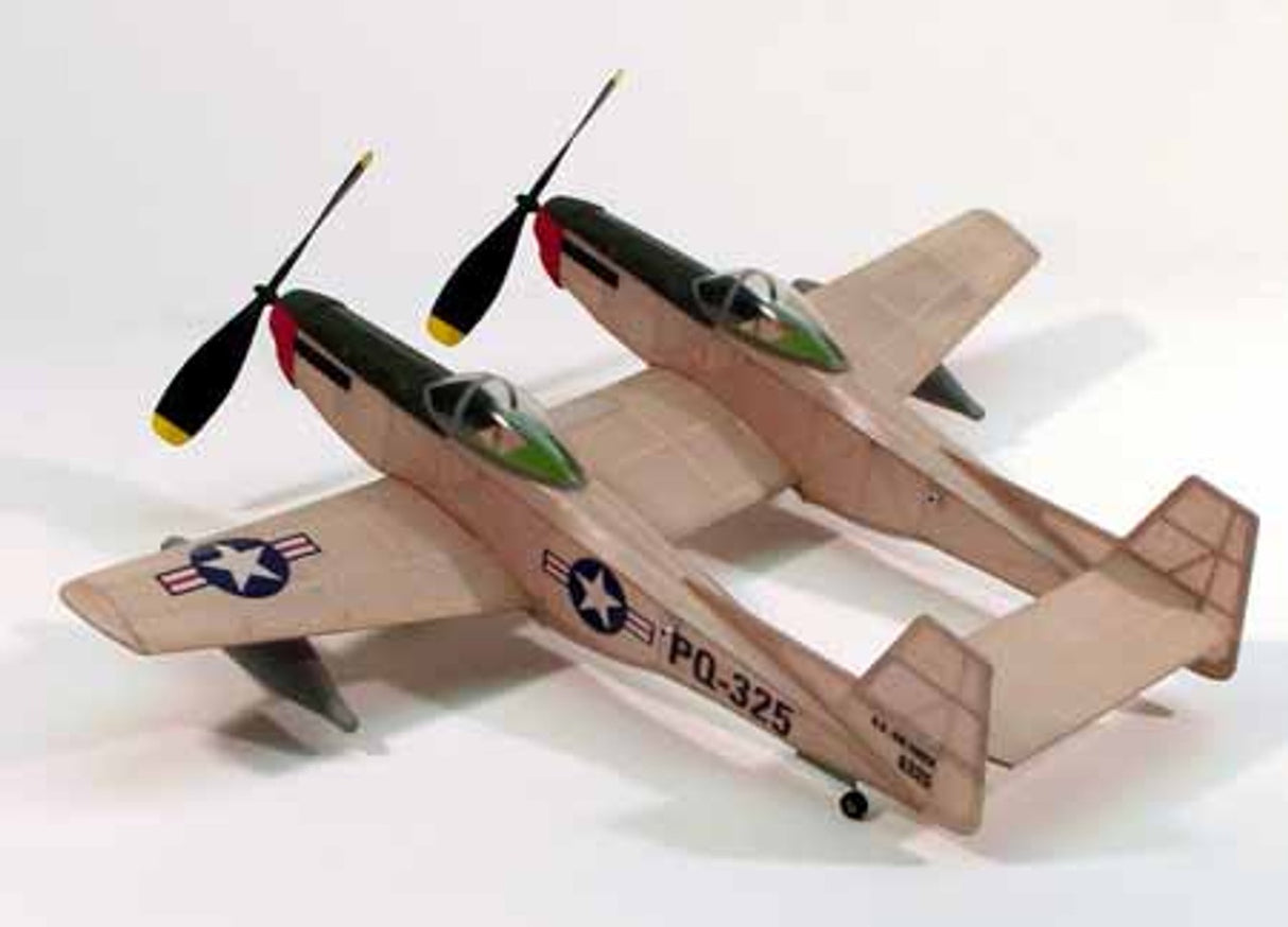 Dumas F-82 Twin Mustang Rubber Powered Model Airplane Kit - DUM206
