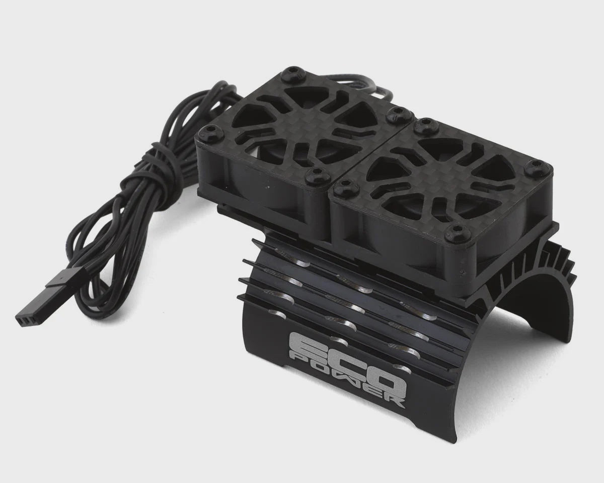 EcoPower 540-550 Motor Aluminum Dual Heat Sink (Black) w/25mm Cooling Fans