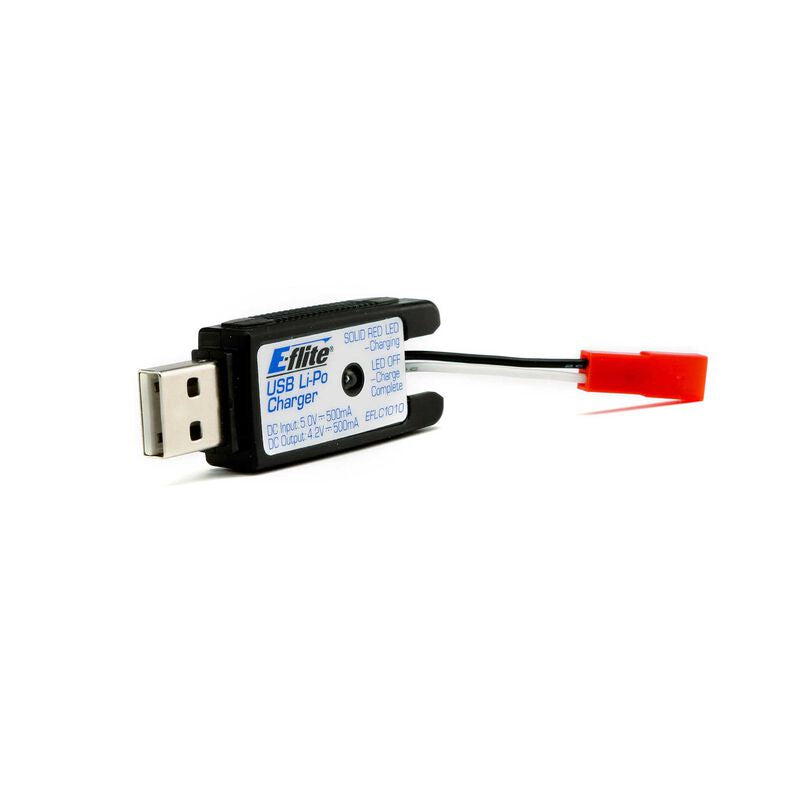 E-Flite 1S USB Li-Po Charger, 500mA, JST: 180 QX HD - EFLC1010