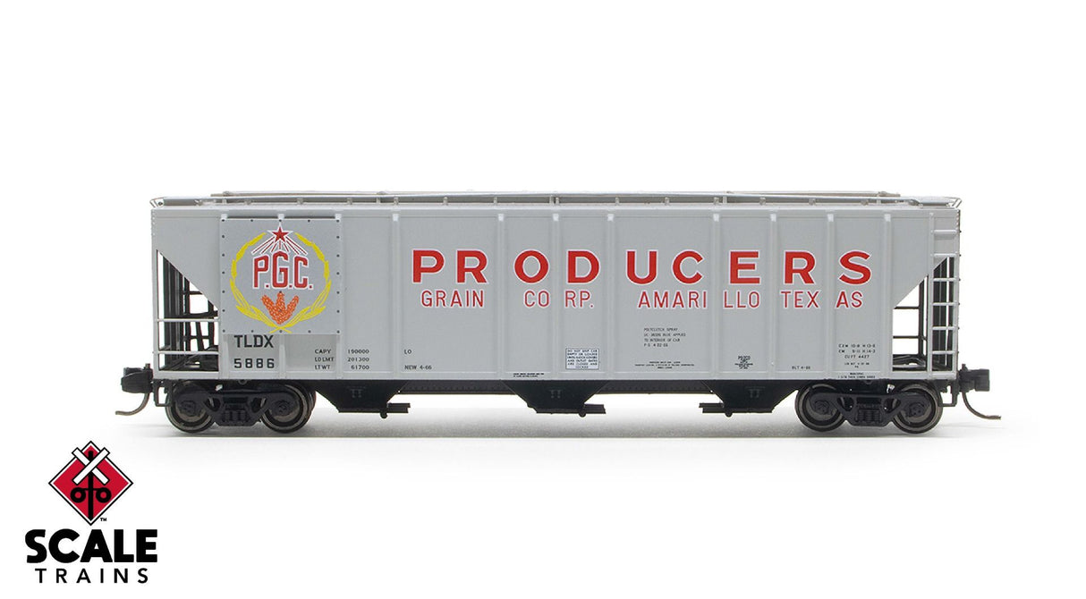 ExactRail N Scale Pullman-Standard 4427 Covered Hopper, TLDX/Producers/1966 As Delivered / 5886 /