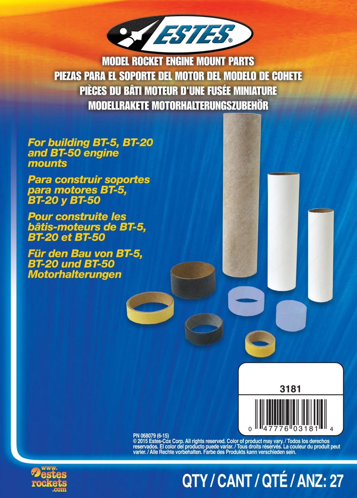 Estes BT/5/BT20/BT50 Engine Mount Parts (27) - EST3181