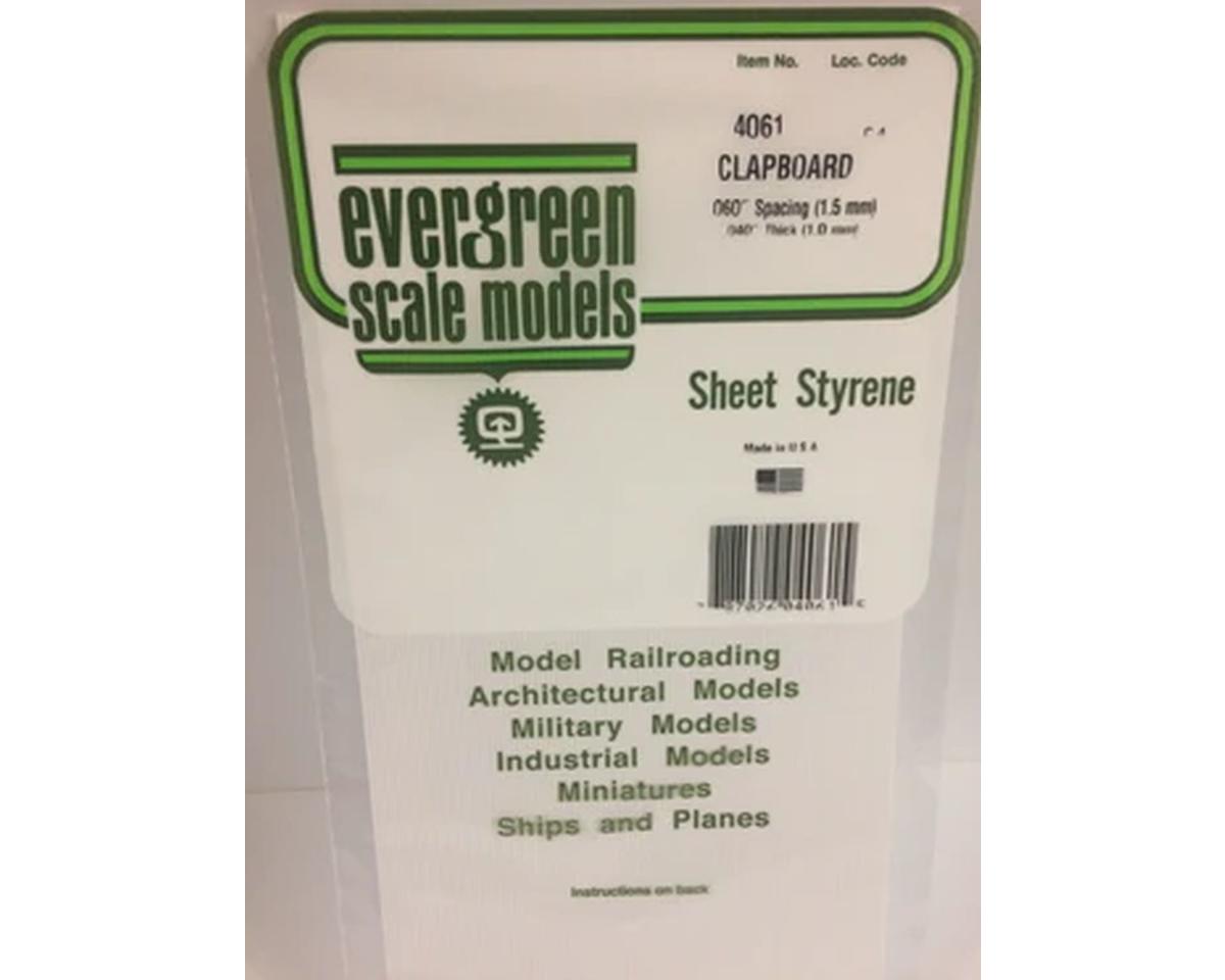 Evergreen Styrene siding Clapboard .040x12x24" -- .060" Spacing