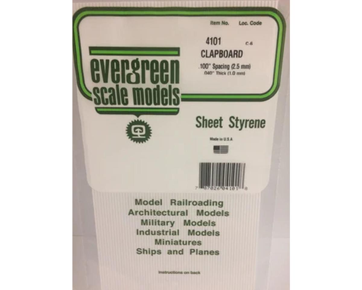 Evergreen Styrene Siding Clapboard .040x12x24" -- .100" Spacing