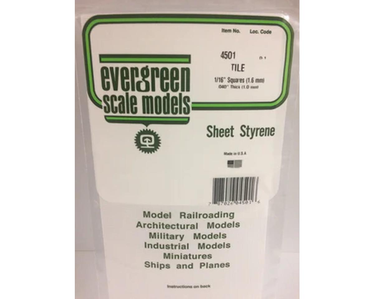 Evergreen Styrene Square Tile .040 x 12 x 24" -- 1/16" Square