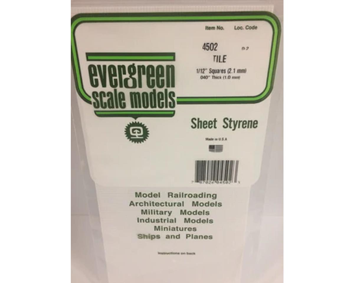 Evergreen Styrene Square Tile .040 x 12 x 24" -- 1/12" Square