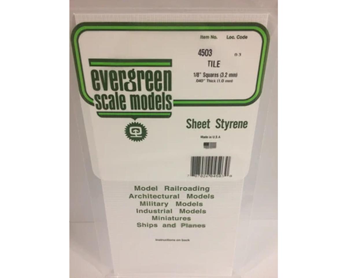 Evergreen Styrene Square Tile .040 x 12 x 24" -- 1/8" Square