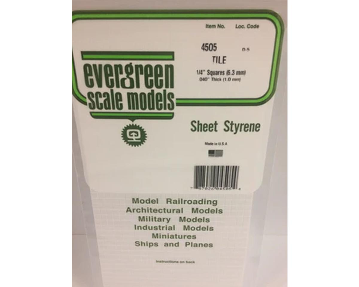 Evergreen Styrene Square Tile .040 x 12 x 24" -- 1/4" Square