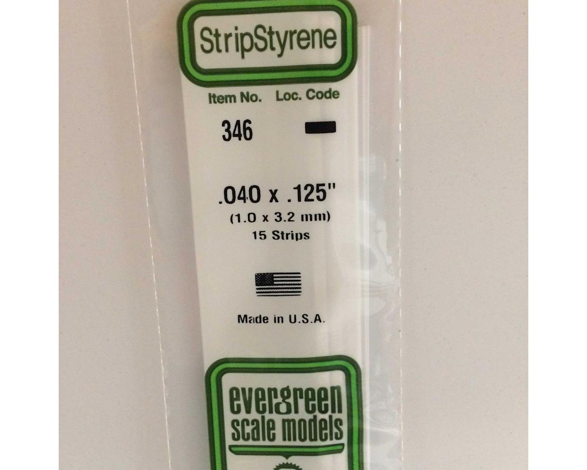 Evergreen Opaque White Styrene Strips .040" Thick, 24" Long -- .125" Wide pkg(15)