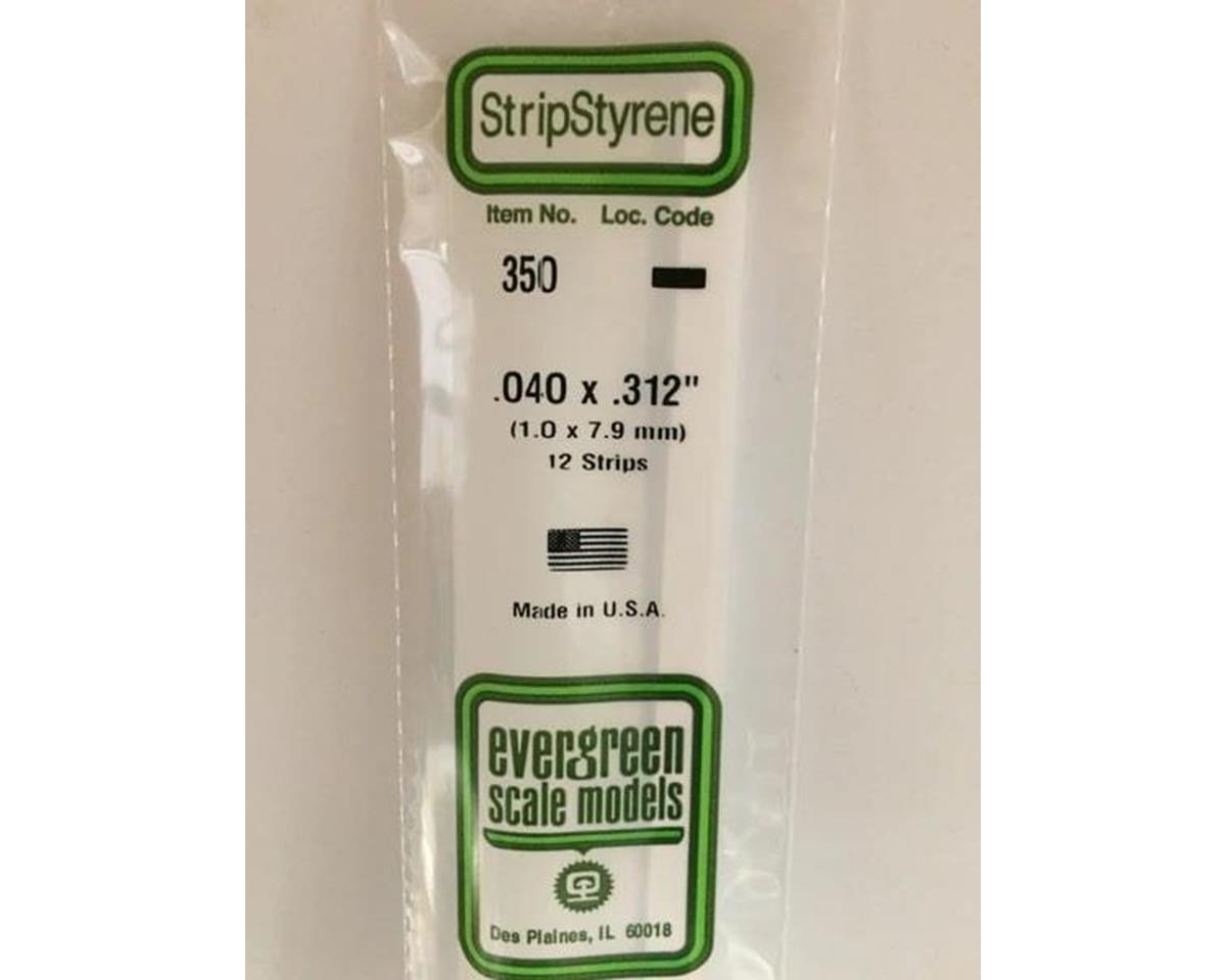 Evergreen Opaque White Styrene Strips .040" Thick, 24" Long -- .312" Wide pkg(12)