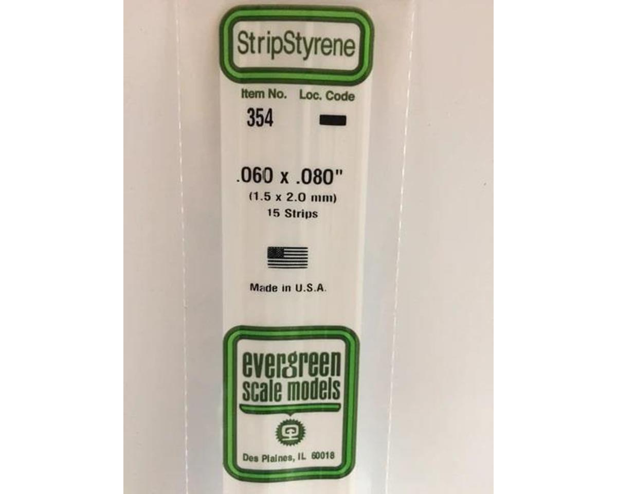 Evergreen Opaque White Styrene Strips .060" Thick, 24" Long -- .080" Wide pkg(15)