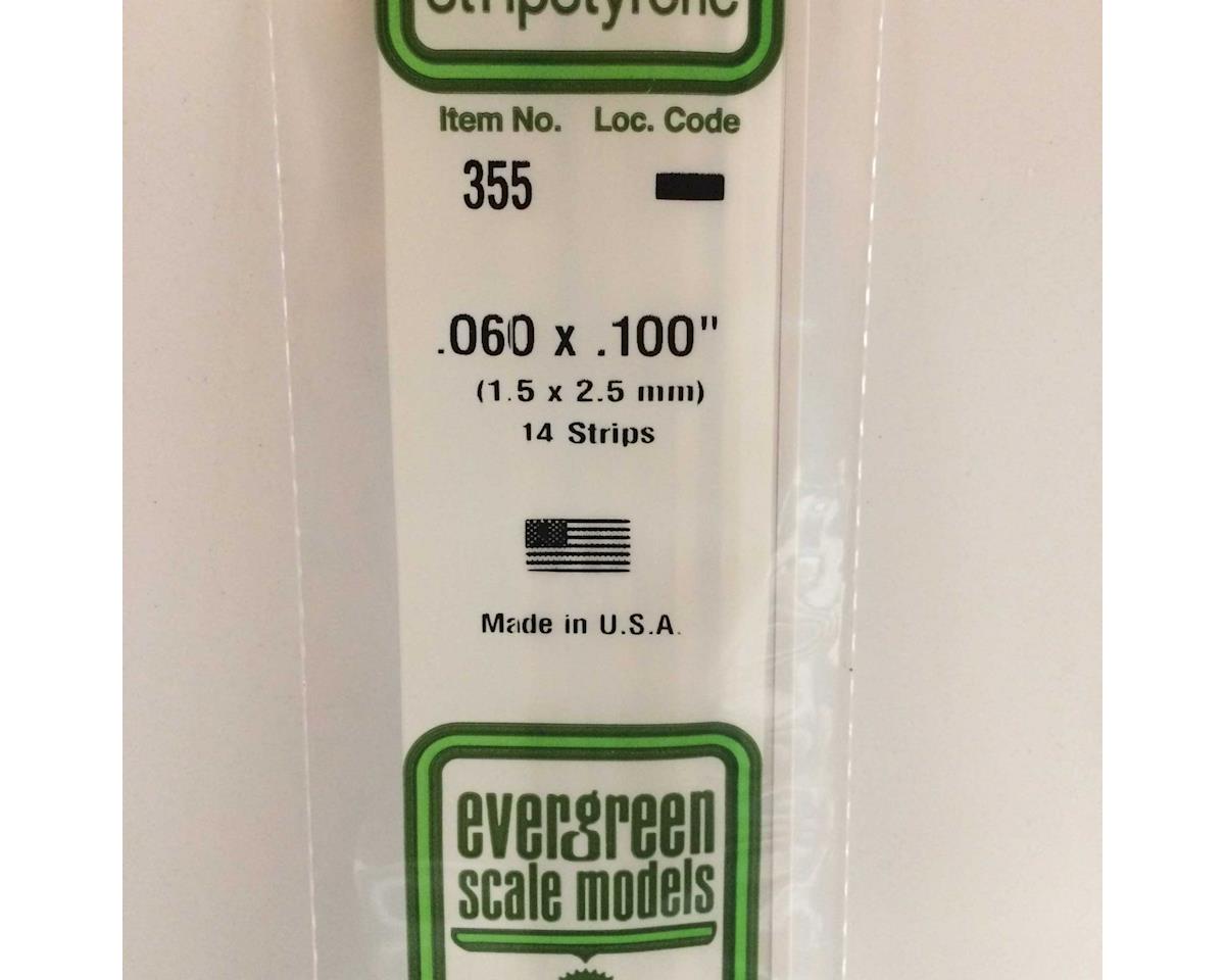 Evergreen Opaque White Styrene Strips .060" Thick, 24" Long -- .100" Wide pkg(14)