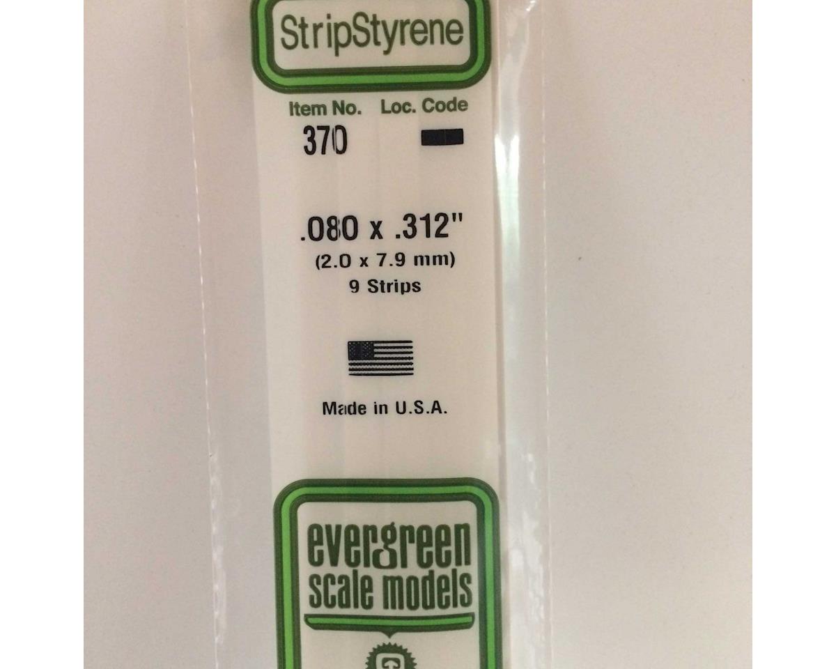 Evergreen Opaque White Styrene Strips .080" Thick, 24" Long -- .312" Wide pkg(9)