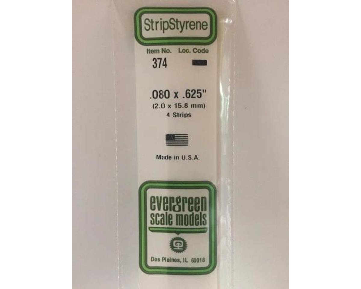 Evergreen Opaque White Styrene Strips .080" Thick, 24" Long -- .625" Wide (pkg(4)