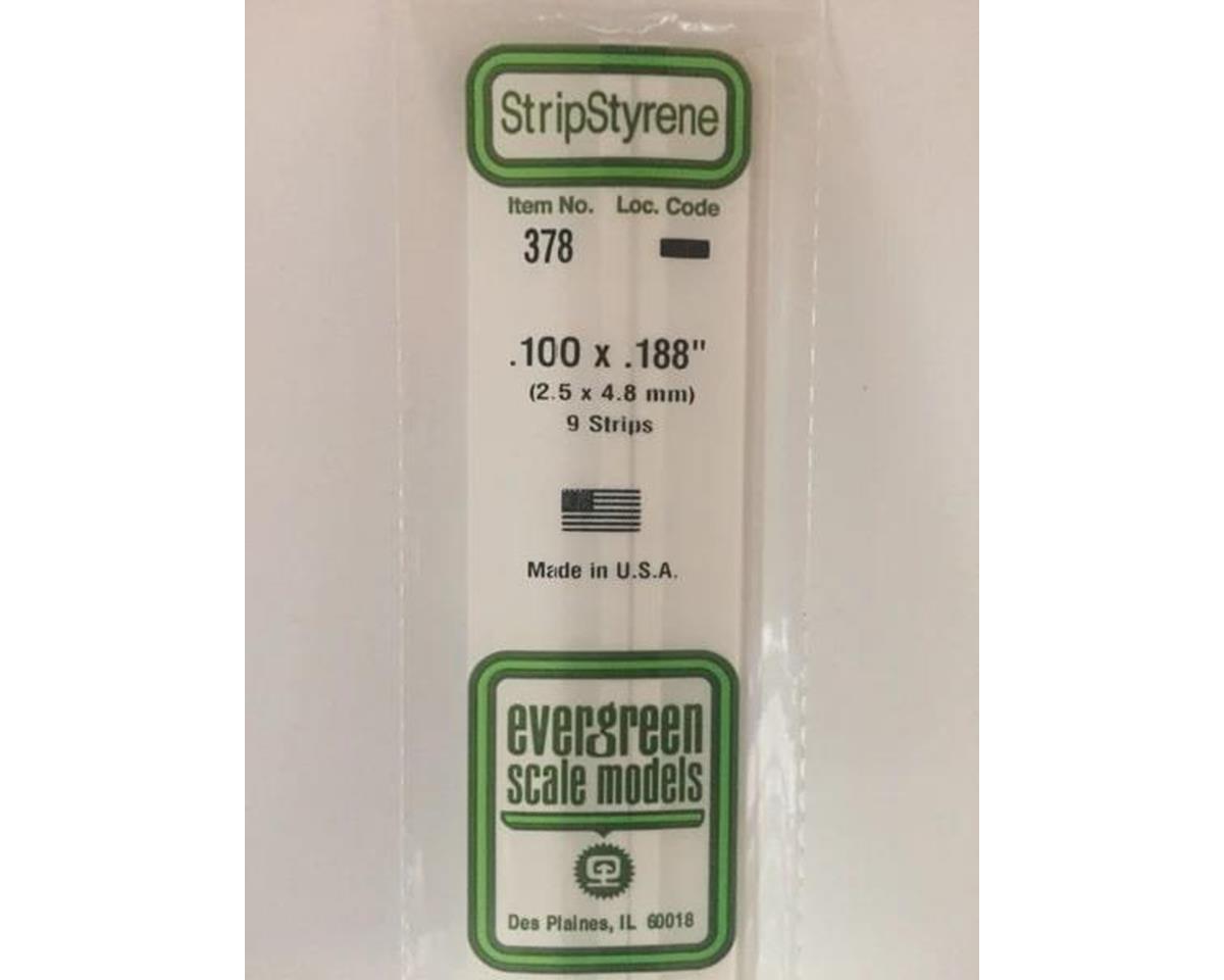 Evergreen Opaque White Styrene Strips .100" Thick, 24" Long -- .188" Wide pkg(9)