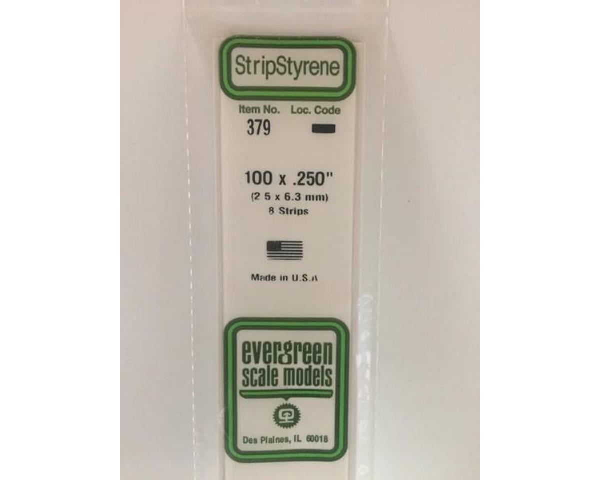 Evergreen Opaque White Styrene Strips .100" Thick, 24" Long -- .250" Wide pkg(8)