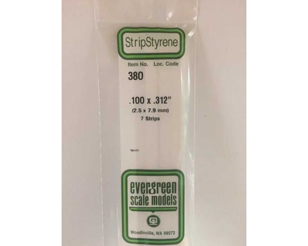 Evergreen Opaque White Styrene Strips .100" Thick, 24" Long -- .312" Wide pkg(7)