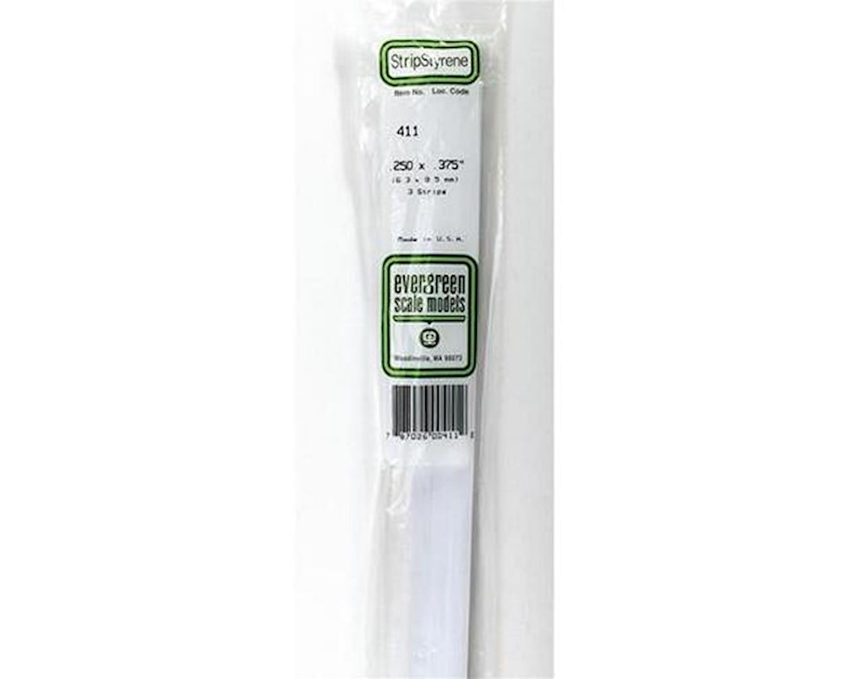 Evergreen Opaque White Styrene Strips .250" Thick, 24" Long -- .375" Wide pkg(3)
