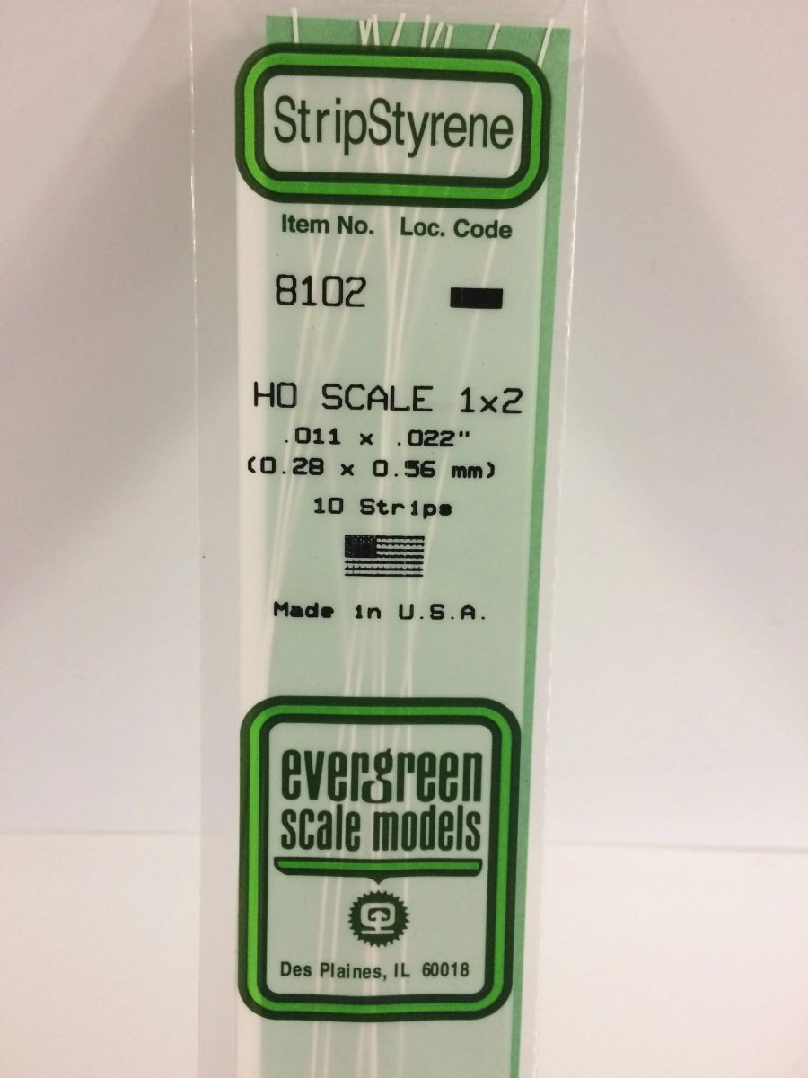 Evergreen HO Scale Styrene Strip - 14" Long pkg(10) -- 1 x 2"