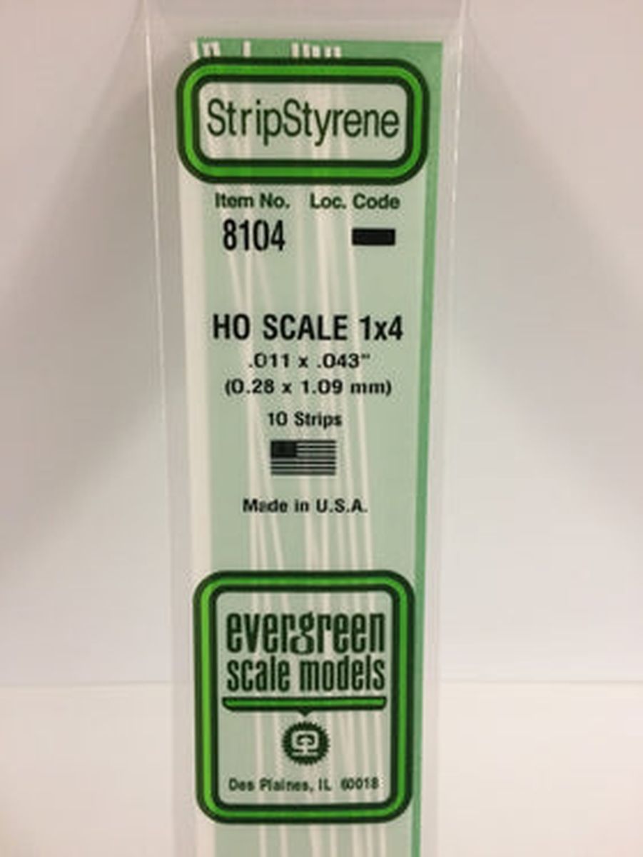 Evergreen HO Scale Styrene Strip - 14" Long pkg(10) -- 1 x 4"
