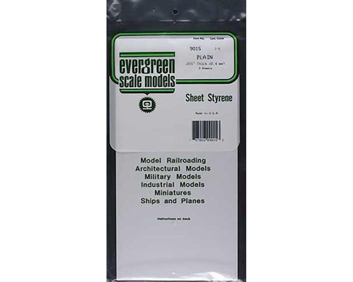Evergreen Styrene Sheet Plain - 6 x 12" 15.2 x 30.5cm -- .015" .04cm pkg(3)