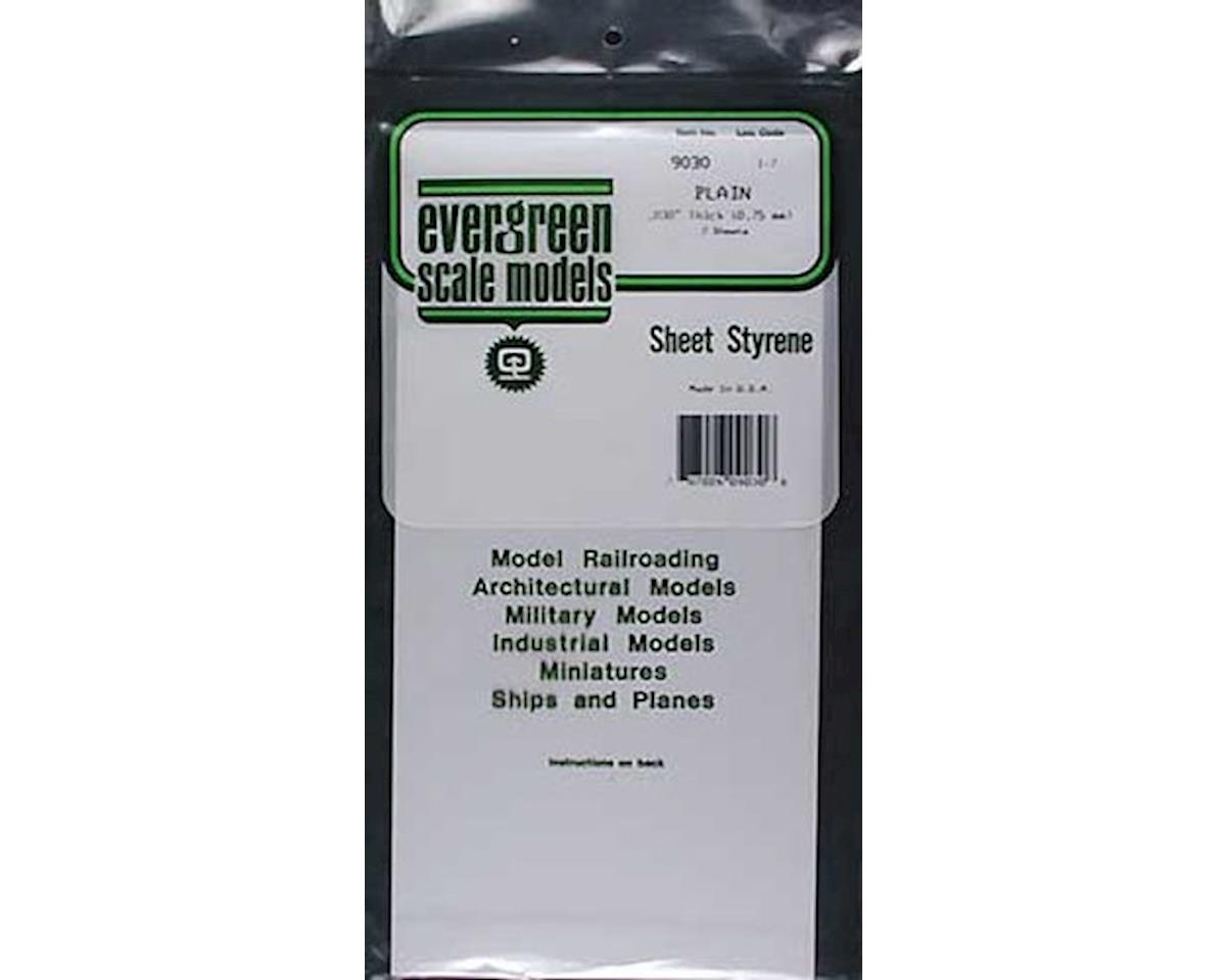 Evergreen Styrene Sheet Plain - 6 x 12" 15.2 x 30.5cm -- .030" .08cm pkg(2)