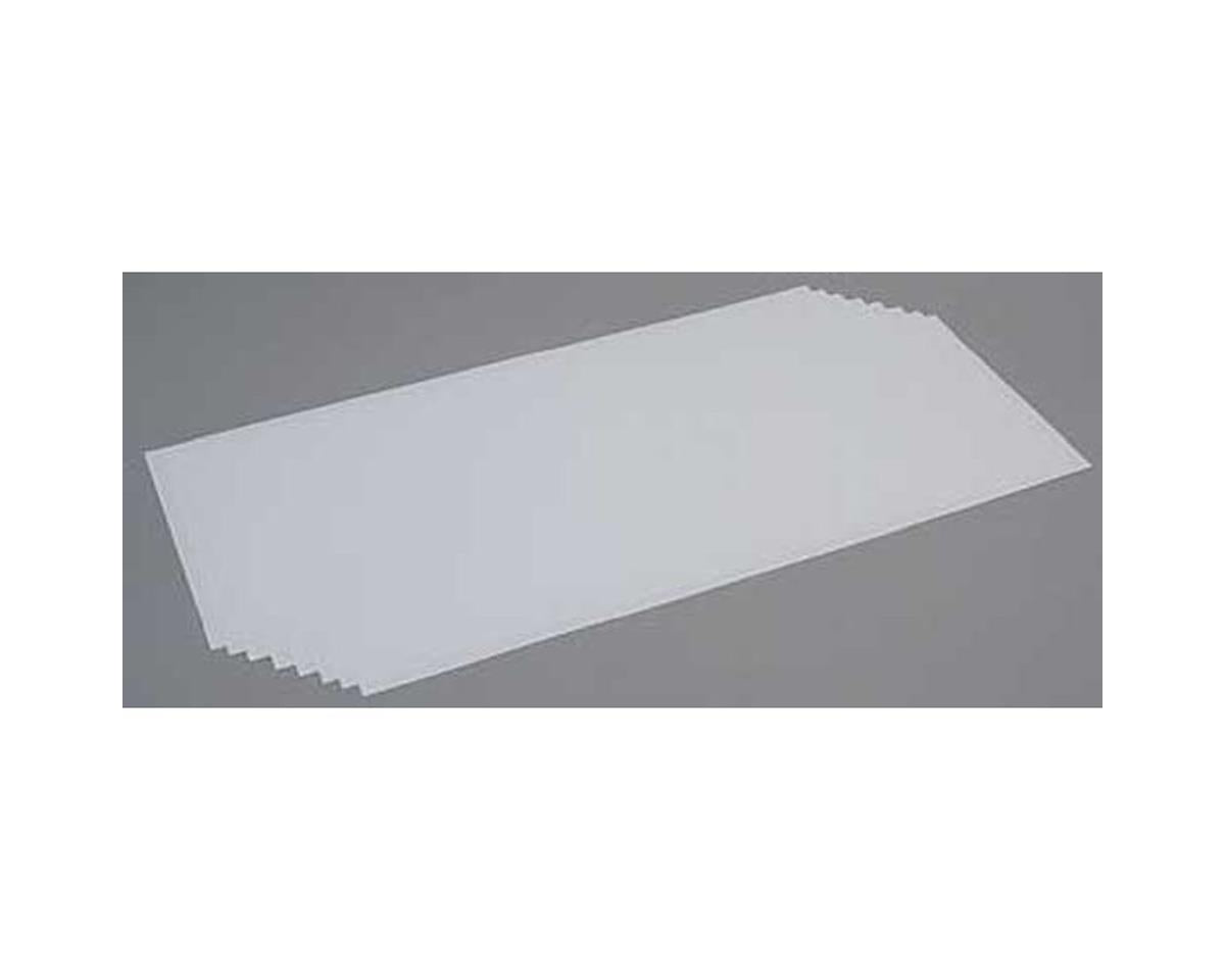 Evergreen Styrene Sheet - White - 8 x 21" 20.3 x 53.3cm -- .010" .03cm pkg(8)