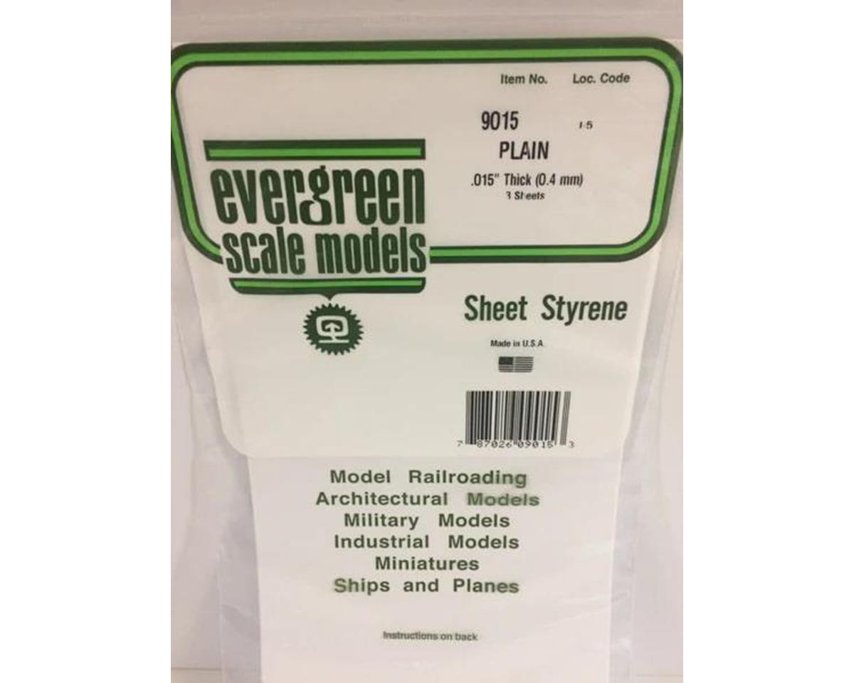 Evergreen Styrene Sheet Plain 11 x 14" 27.5 x 35cm -- .015" pkg(12)