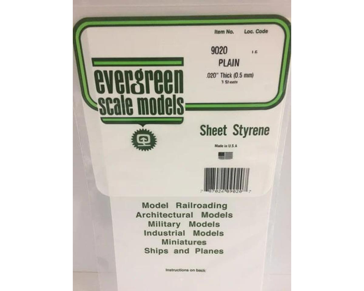 Evergreen Styrene Sheet Plain 11 x 14" 27.5 x 35cm -- .020" pkg(12)